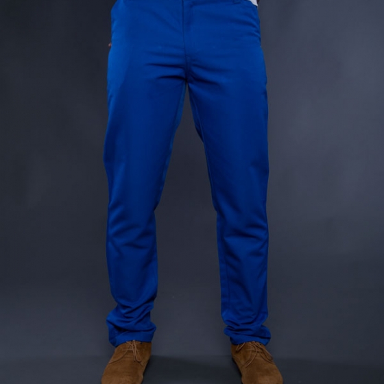 Buy Cotton Colors Men Navy Blue Narrow Fit Solid Regular Trousers online   Looksgudin
